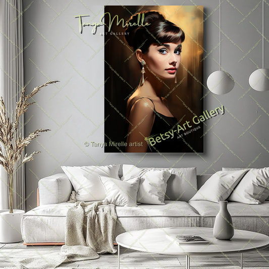 Pop Art Portrait Audrey Hepburn - Modern Canvas Print #2