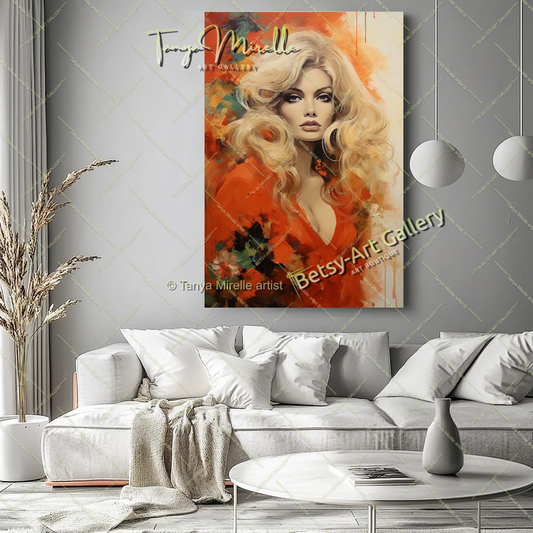 Pop Art Portrait Brigitte Bardot - Modern Canvas Print #2