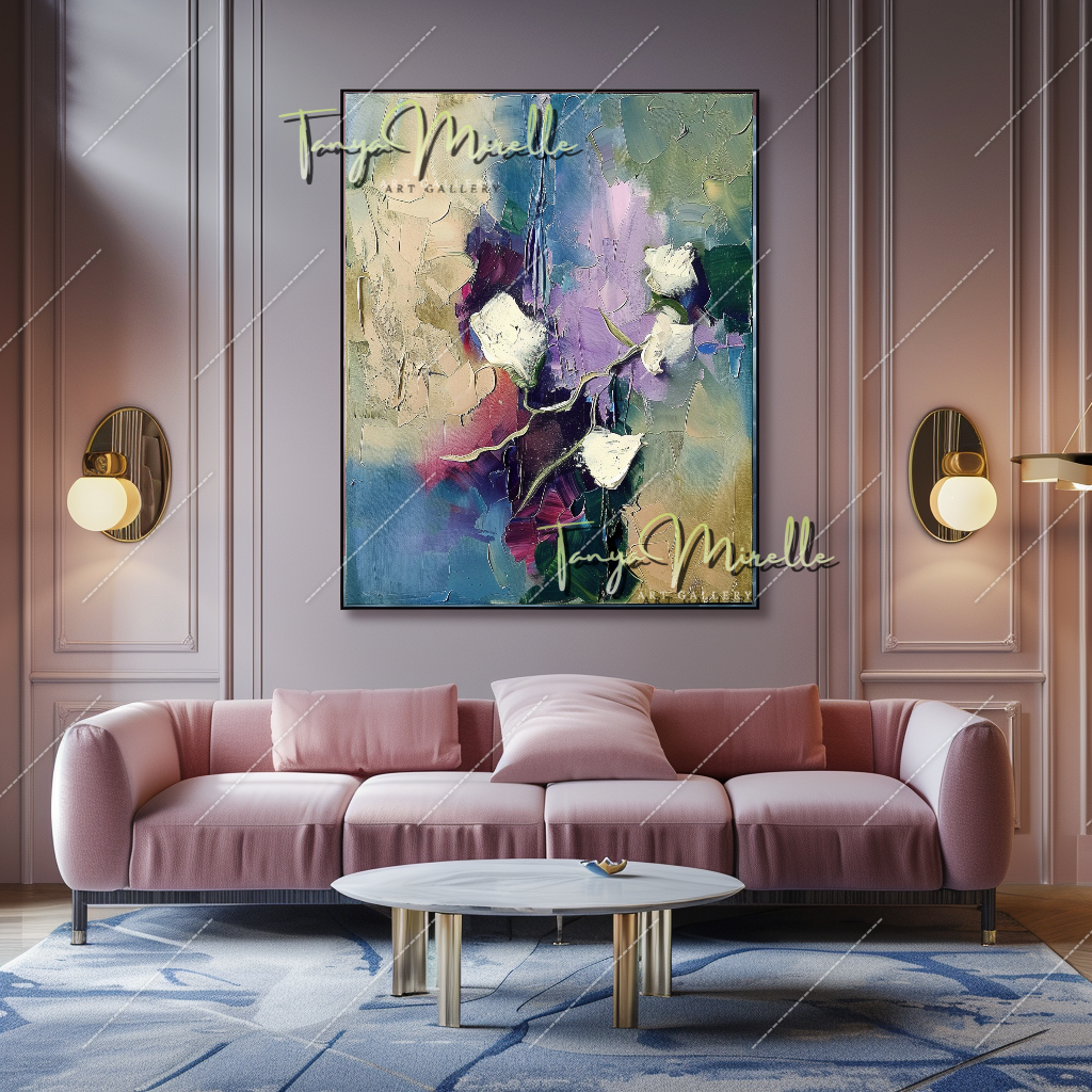 Luxury Abstract Oil Painting, Colorful Home Decor #212