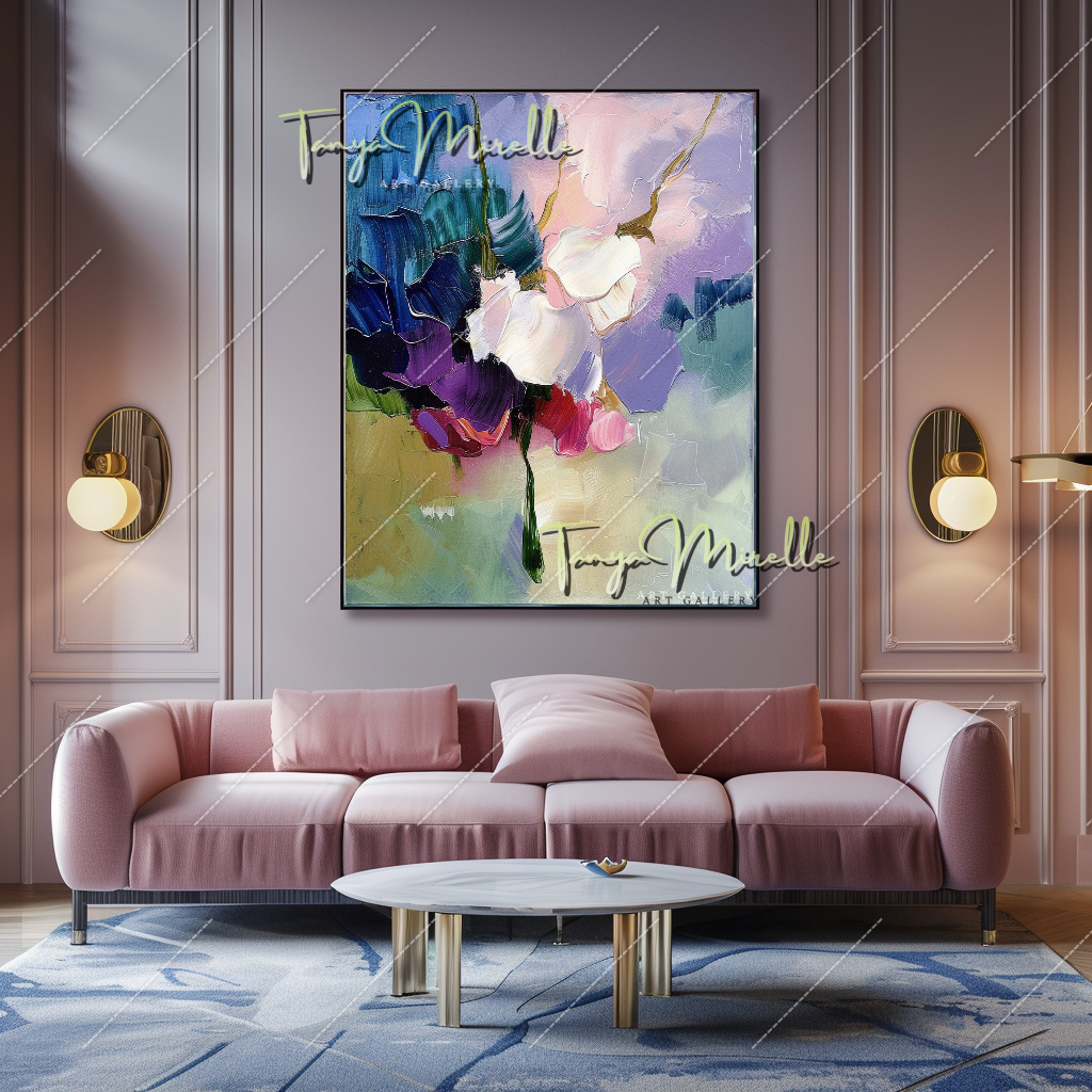 Luxury Abstract Oil Painting, Colorful Home Decor #212