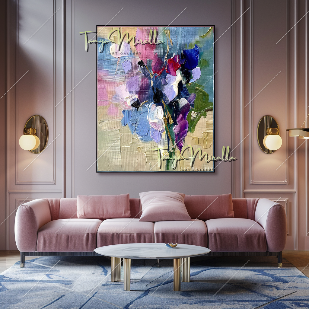 Luxury Abstract Oil Painting, Colorful Home Decor #212