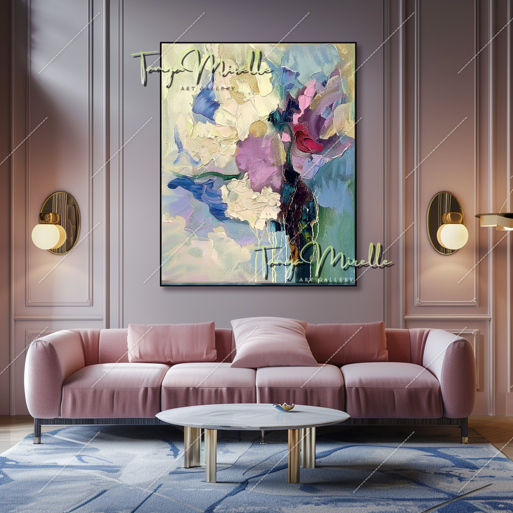 Luxury Abstract Oil Painting, Colorful Home Decor #212