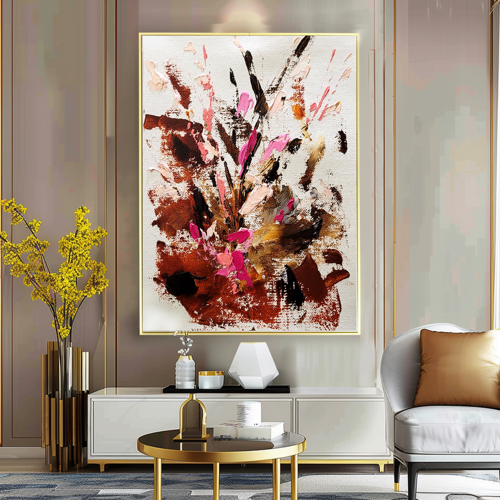 Large Modern Abstract Art for Living room, Impasto Oil Painting on Canvas, Autumn Blossom - Canvas ArtHandmade Art for sale