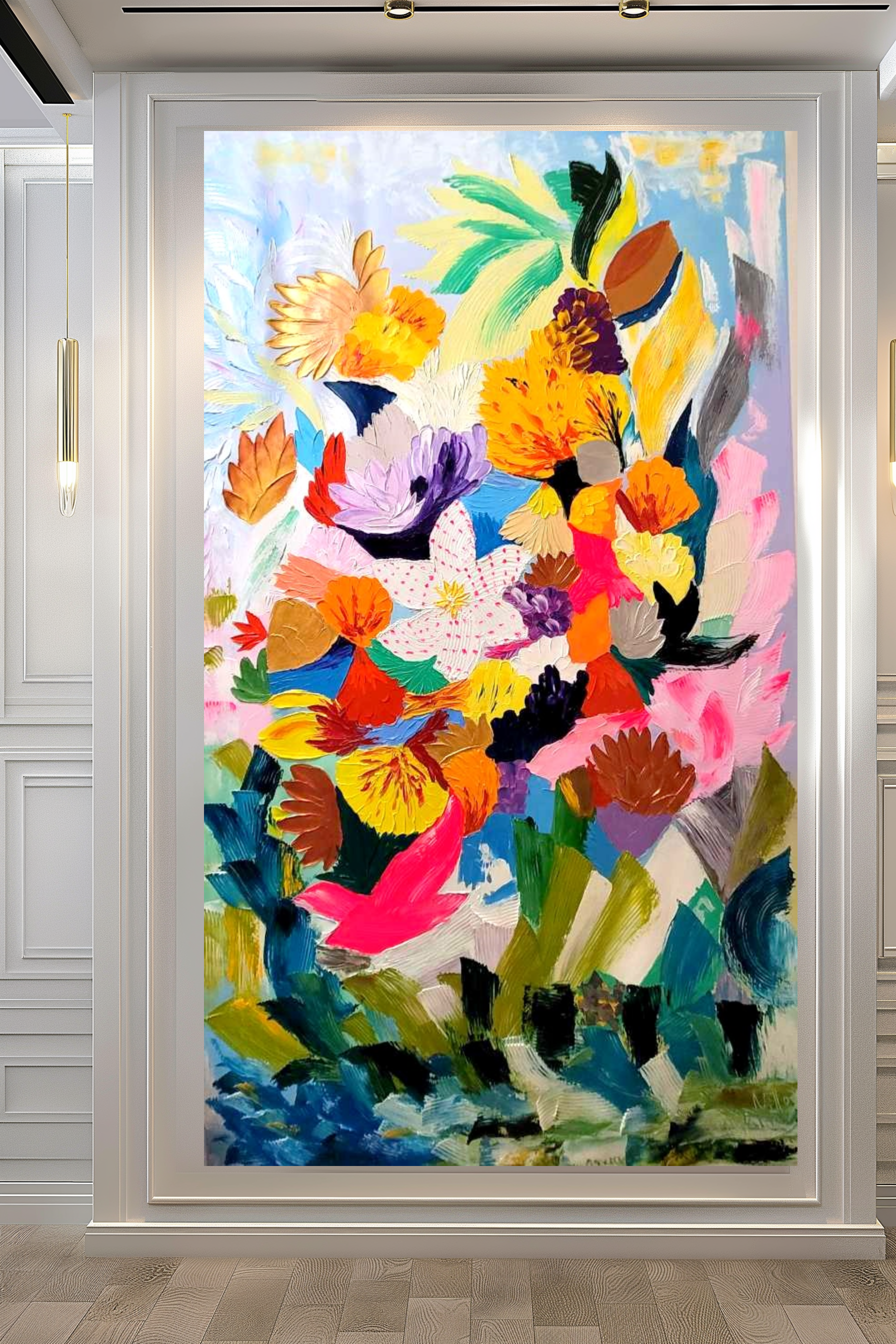 Vibrant Underwater World, Abstract Painting for Living room, Impasto Oil Painting on Canvas