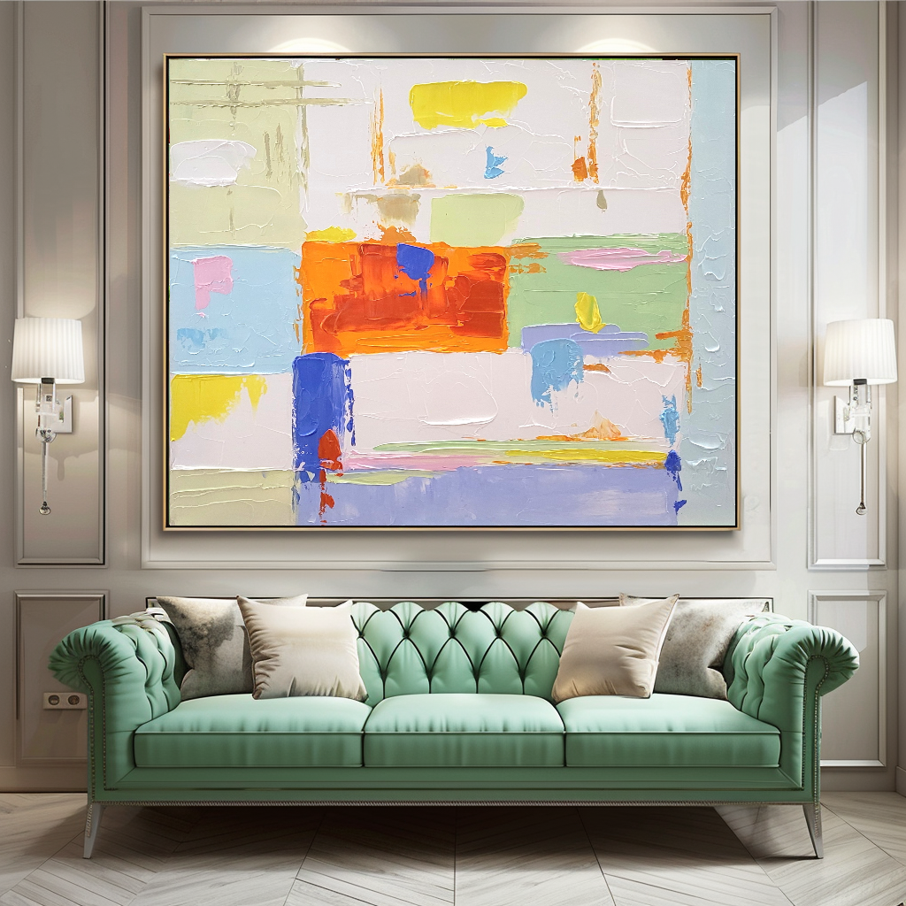 Large Modern Abstract Wall Art for Living room, Impasto Oil Painting on Canvas