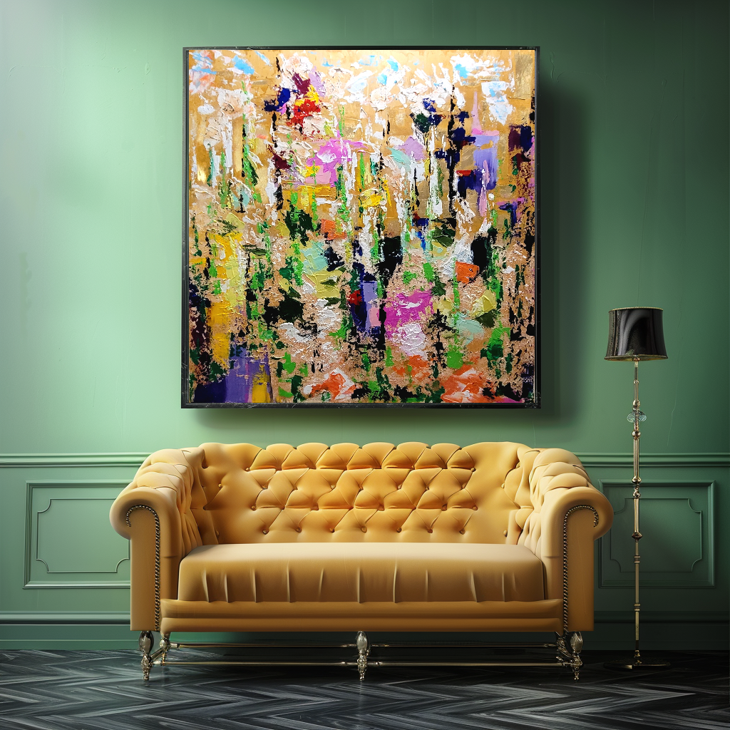 LARGE Modern Abstract Art, Impasto Oil Painting on Canvas, Colorful Floral Wall Art for living room