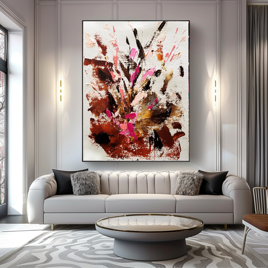 Large Modern Abstract Art for Living room, Impasto Oil Painting on Canvas, Autumn Blossom - Canvas ArtHandmade Art for sale