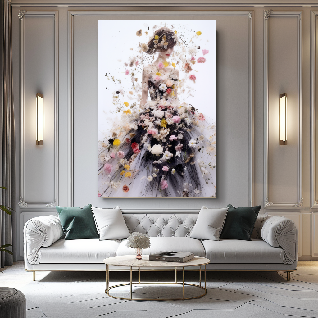Fashion Perfume Floral Woman Wall Art on Canvas - Elegant Home Decor