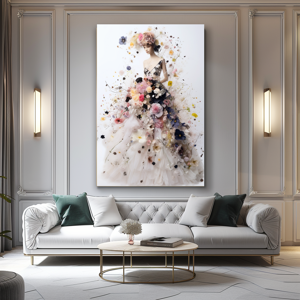 Fashion Perfume Floral Woman Wall Art on Canvas - Elegant Home Decor