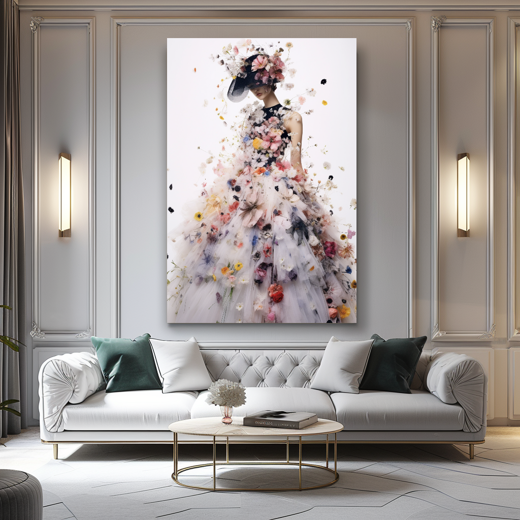 Fashion Perfume Floral Woman Wall Art on Canvas - Elegant Home Decor