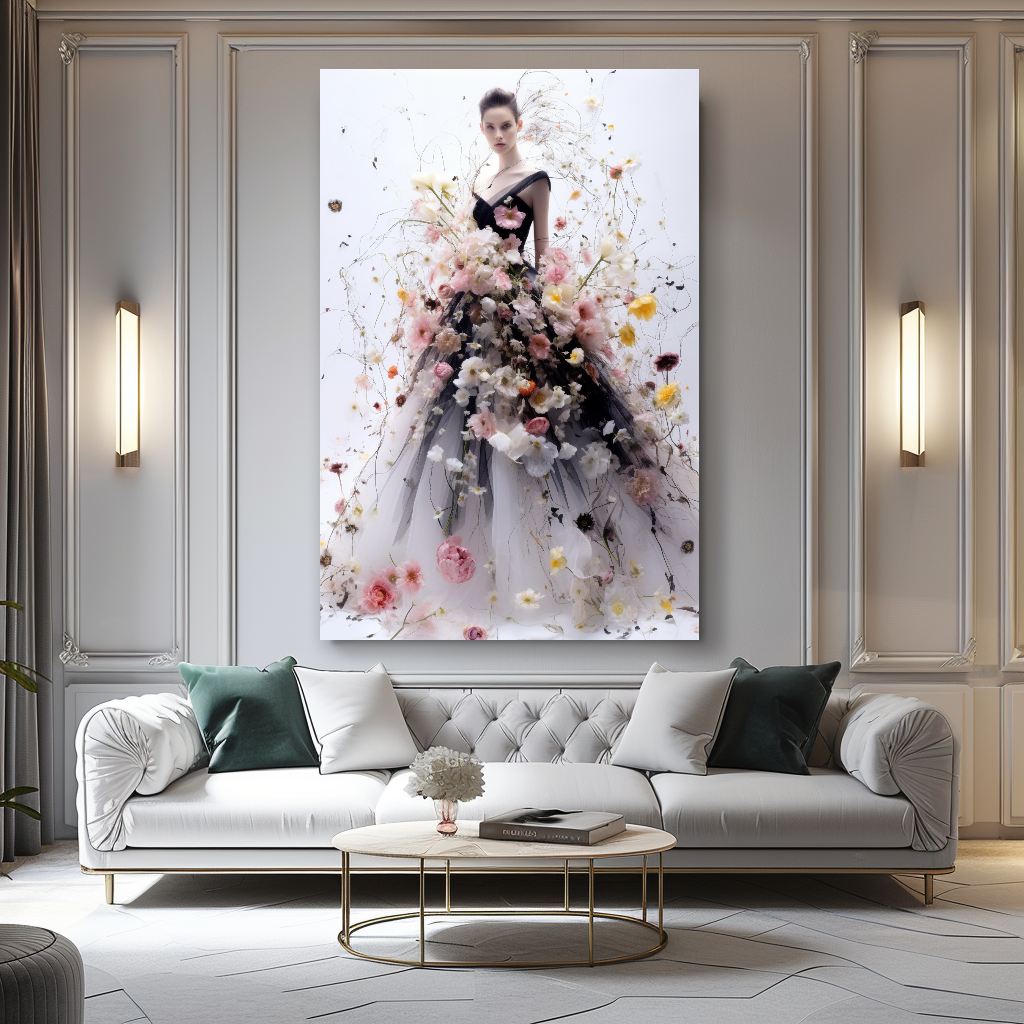 Fashion Perfume Floral Woman Wall Art on Canvas - Elegant Home Decor