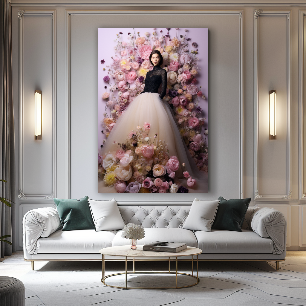 Romantic Blooming Flowers Dress - Perfume Floral Woman Art - Chic Home Decor
