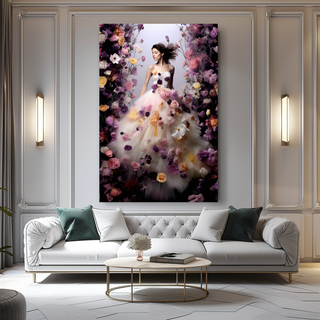 Romantic Blooming Flowers Dress - Perfume Floral Woman Art - Chic Home Decor