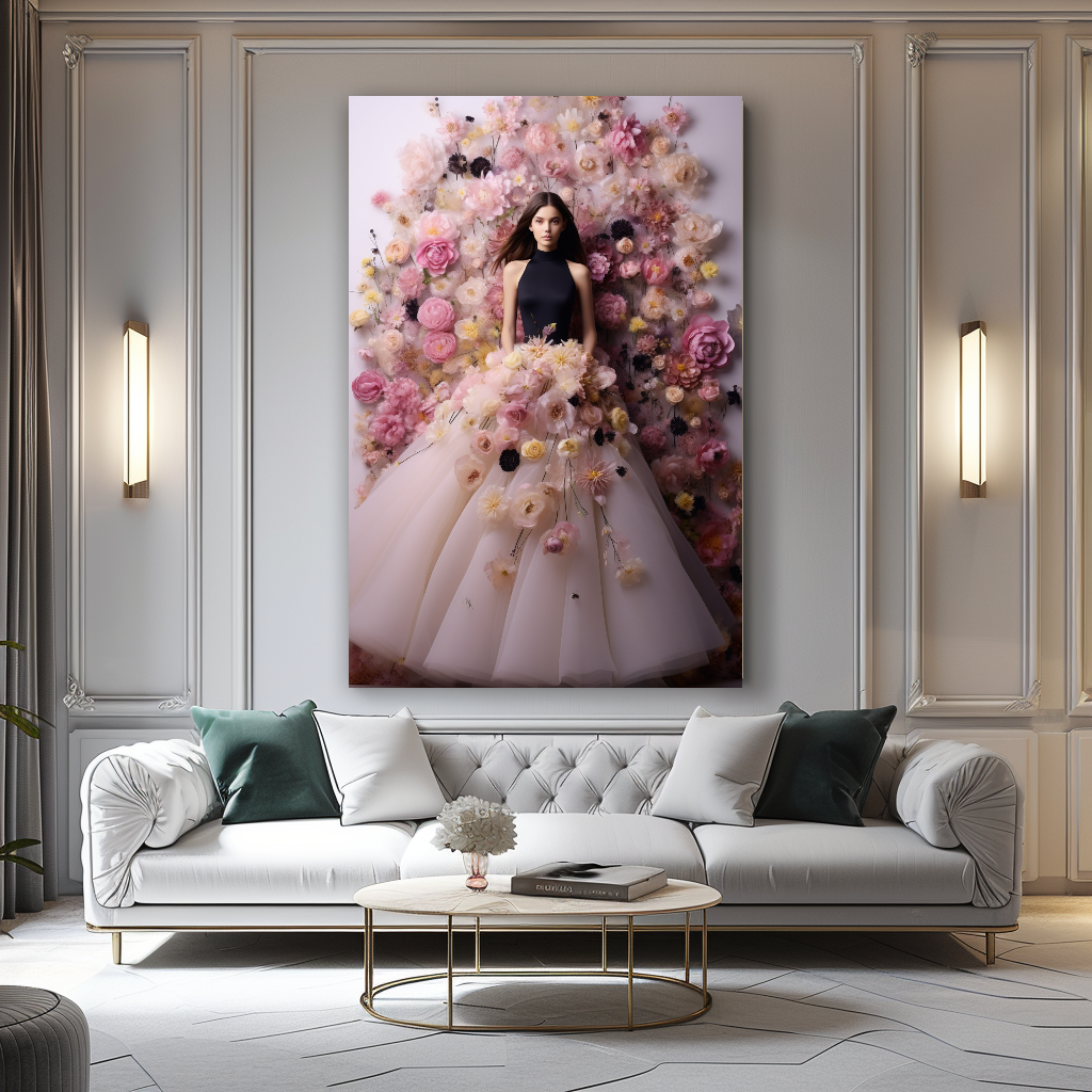Romantic Blooming Flowers Dress - Perfume Floral Woman Art - Chic Home Decor