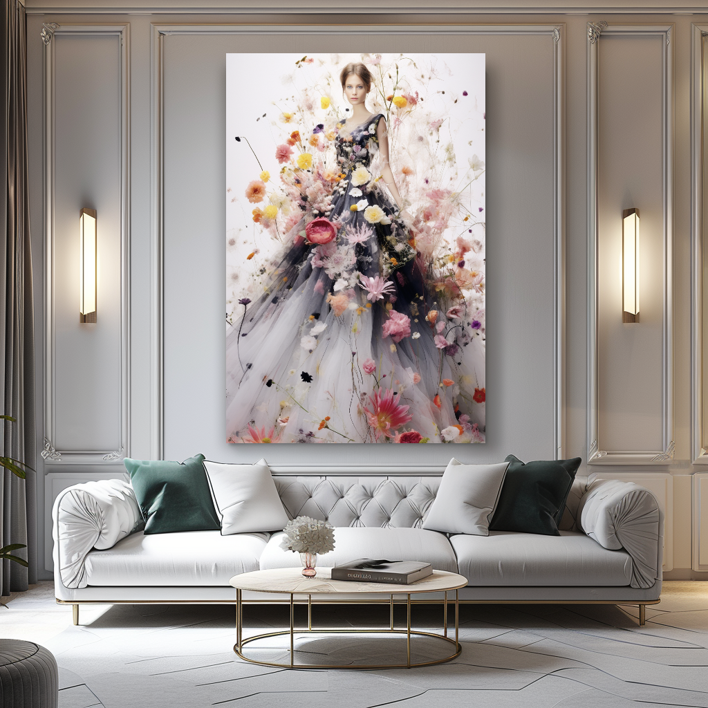 Blooming Flowers Dress - Perfume Floral Woman Art - Chic Home Decor