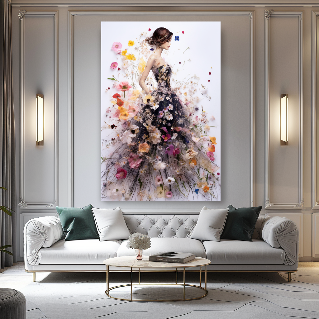 Blooming Flowers Dress - Perfume Floral Woman Art - Chic Home Decor