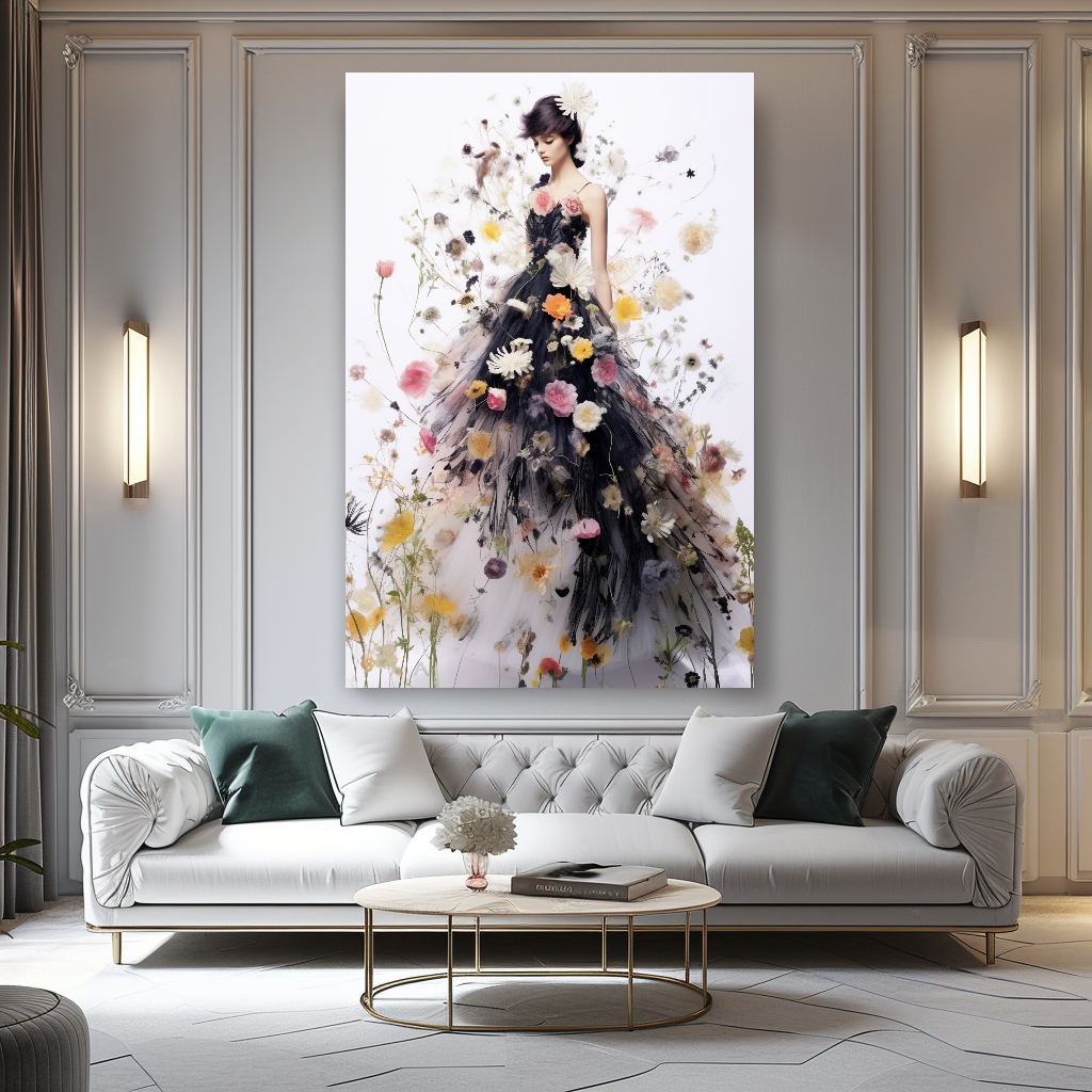 Blooming Flowers Dress - Perfume Floral Woman Art - Chic Home Decor