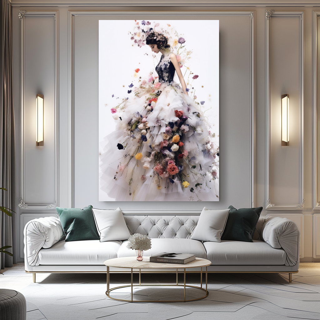 Blooming Flowers Dress - Perfume Floral Woman Art - Chic Home Decor