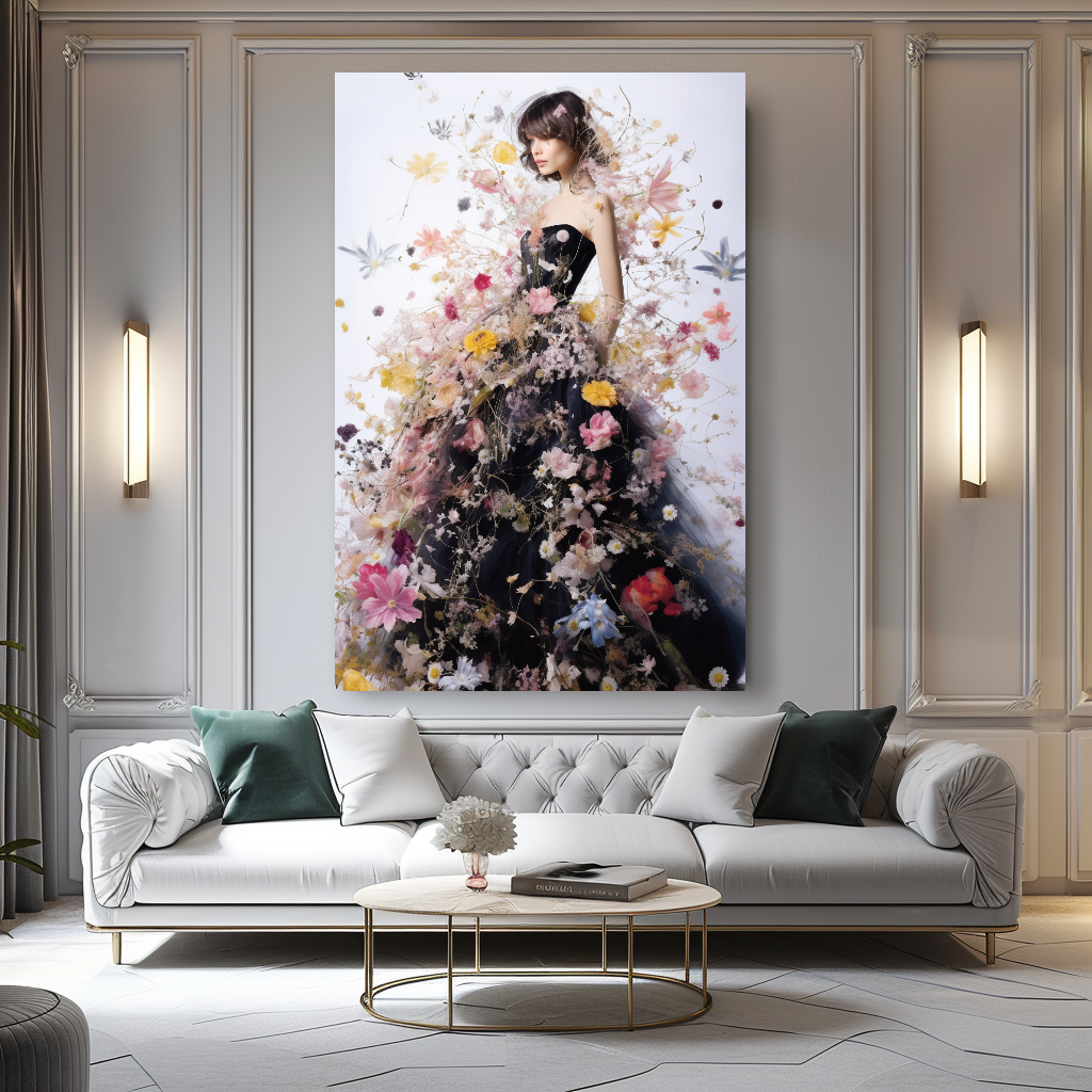 Blooming Flowers Dress - Perfume Floral Woman Art - Chic Home Decor