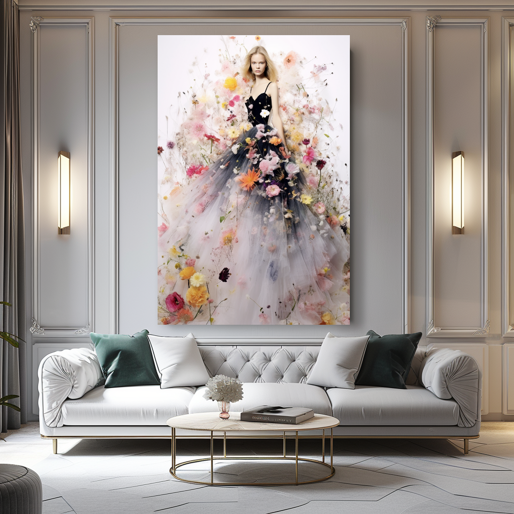 Blooming Flowers Dress - Perfume Floral Woman Art - Chic Home Decor
