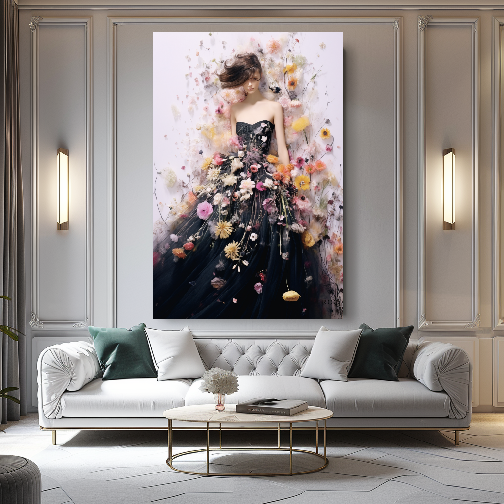 Blooming Flowers Dress - Perfume Floral Woman Art - Chic Home Decor