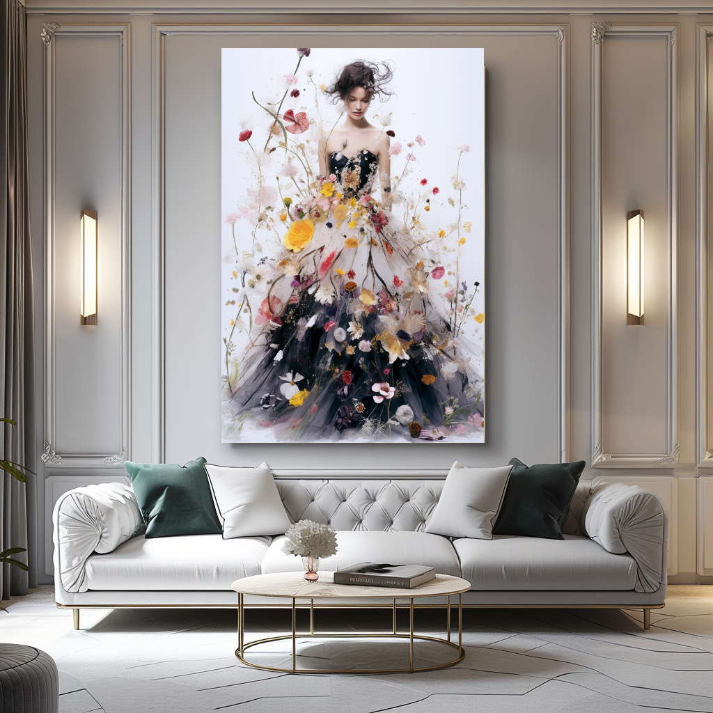 Blooming Flowers Dress - Perfume Floral Woman Art - Chic Home Decor