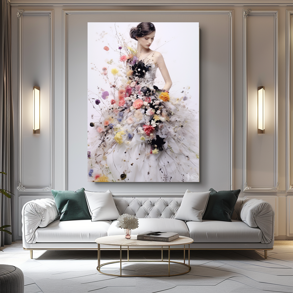 Perfume Floral Woman Art - Blooming Flowers Dress - Chic Home Decor