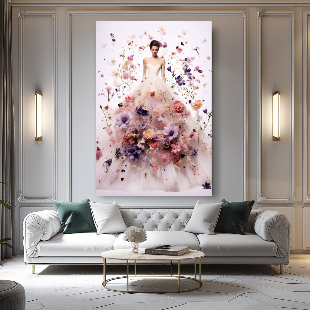 Fashion Blooming Flowers Dress - Perfume Floral Woman Art - Chic Home Decor