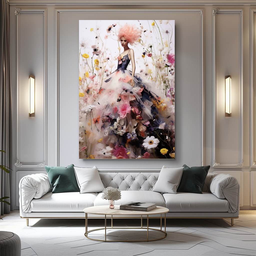 Perfume Floral Woman Art - Blooming Flowers Dress - Chic Home Decor