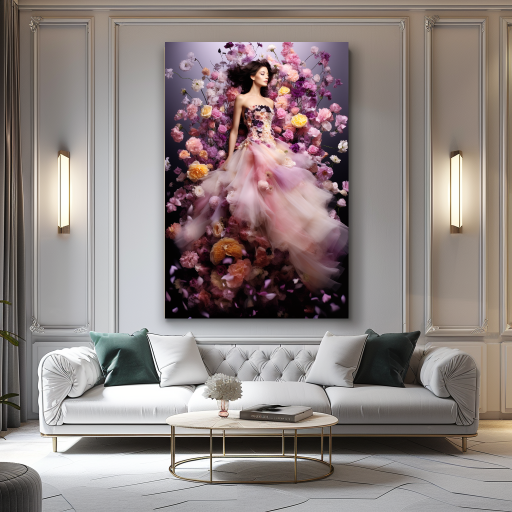 Romantic Blooming Flowers Dress - Perfume Floral Woman Art - Chic Home Decor