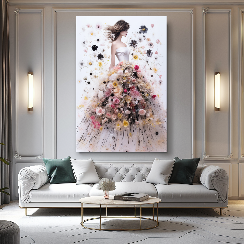 Perfume Floral Woman Art - Blooming Flowers Dress - Chic Home Decor