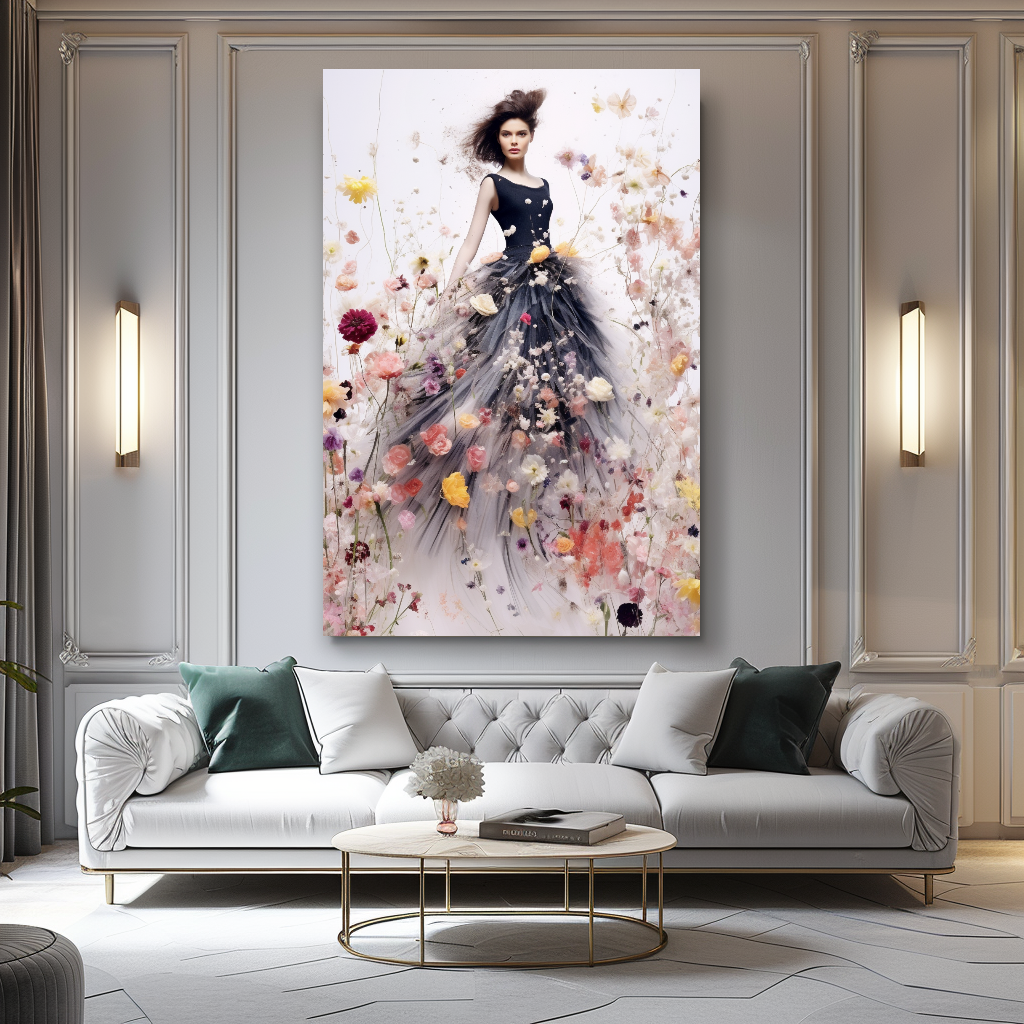 Perfume Floral Woman Art - Blooming Flowers Dress - Chic Home Decor