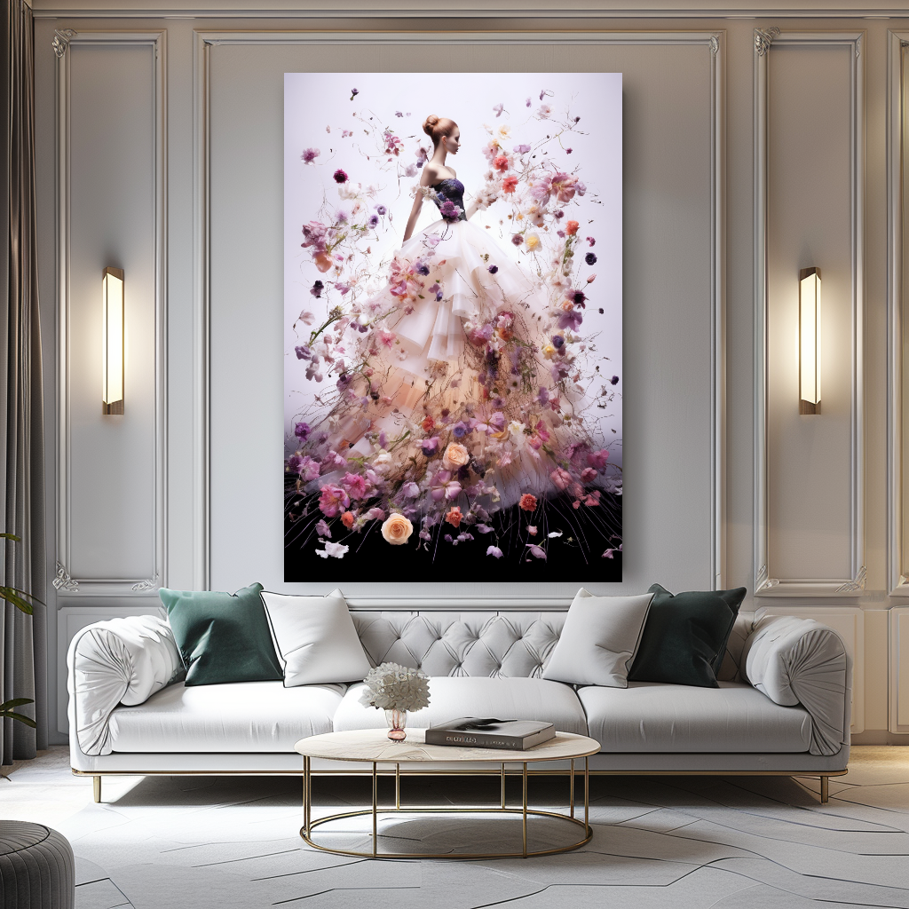 Fashion Blooming Flowers Dress - Perfume Floral Woman Art - Chic Home Decor