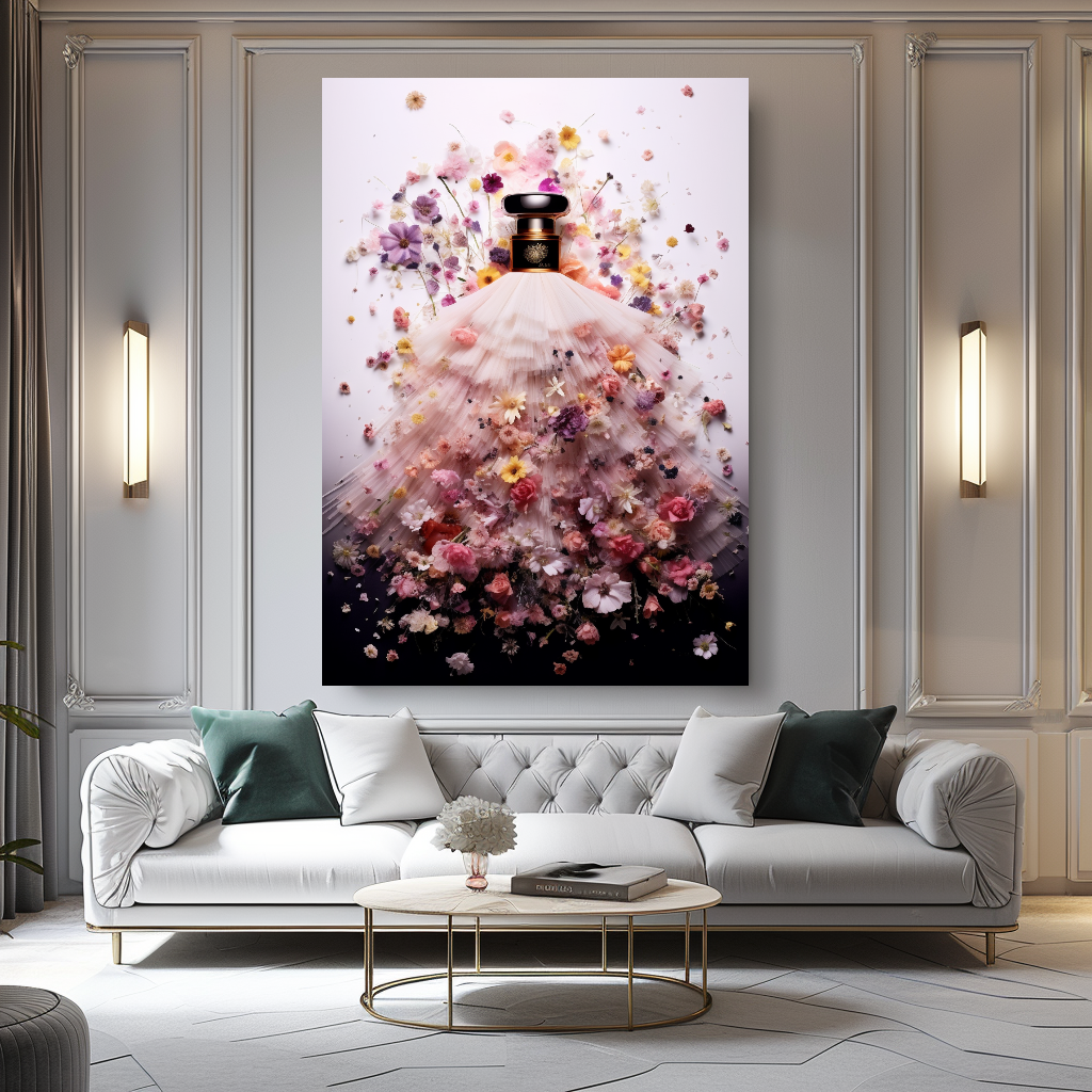 Floral Perfume Bottle Canvas Print - Luxury Wall Art for Modern Decor