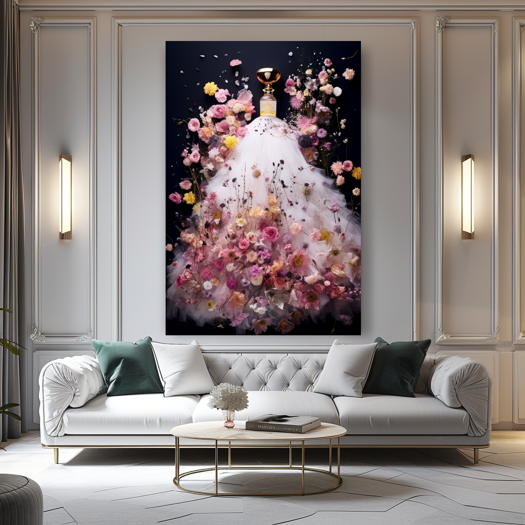 Floral Perfume Bottle Canvas Print - Luxury Wall Art for Modern Decor