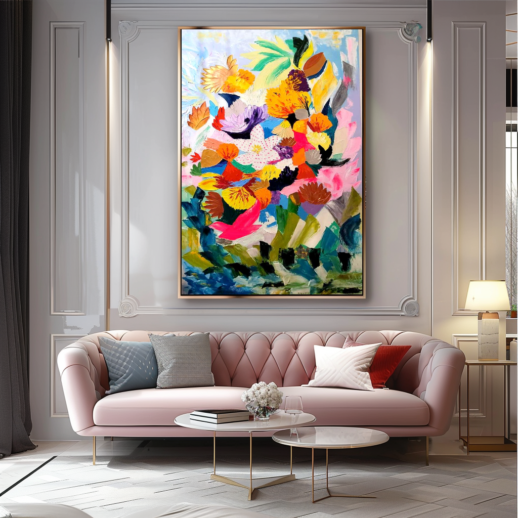 Vibrant Underwater World, Abstract Painting for Living room, Impasto Oil Painting on Canvas