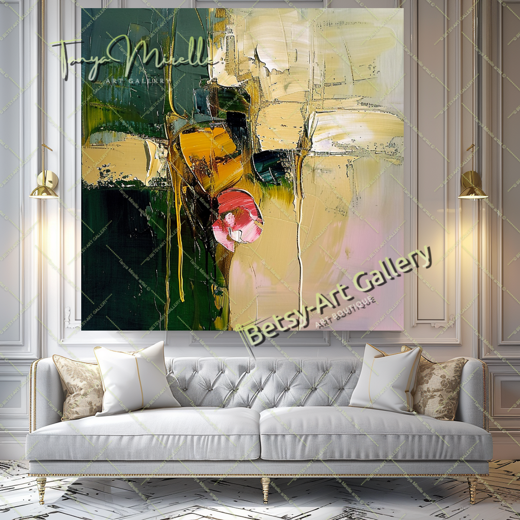 Abstract Expressionist Oil Painting with Bold Colors #194