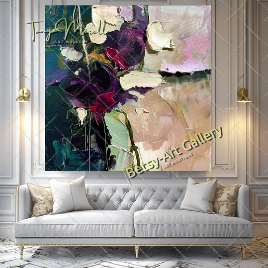 Bold Abstract Rose - Floral Oil Painting for Living Room #201