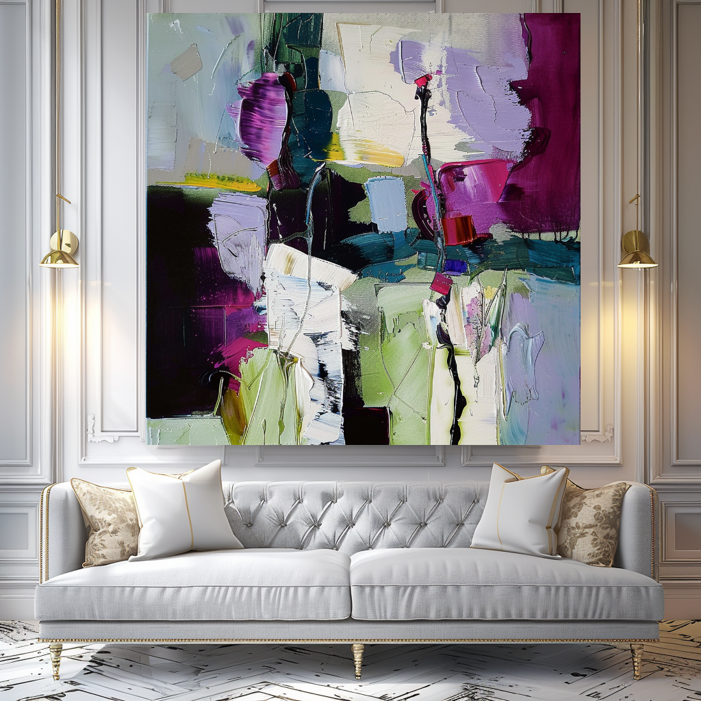 Abstract Floral Impasto Oil Painting on Canvas - Vibrant Modern Wall Art for Living room