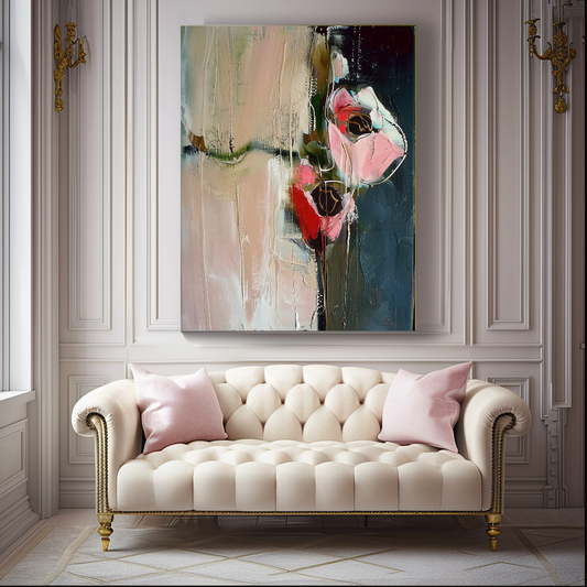 Floral Abstract Impasto Oil Painting on Canvas - Vibrant Modern Wall Art for Living room