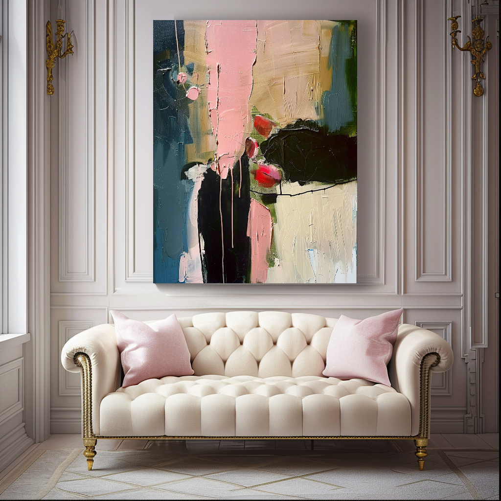 Abstract Floral Impasto Oil Painting on Canvas - Vibrant Modern Wall Art for Living room