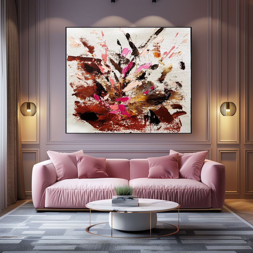 Large Modern Abstract Art for Living room, Impasto Oil Painting on Canvas, Autumn Blossom - Canvas ArtHandmade Art for sale