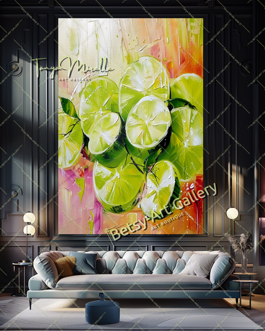 Citron Impasto Painting – Modern Abstract Fruit Wall Art #134