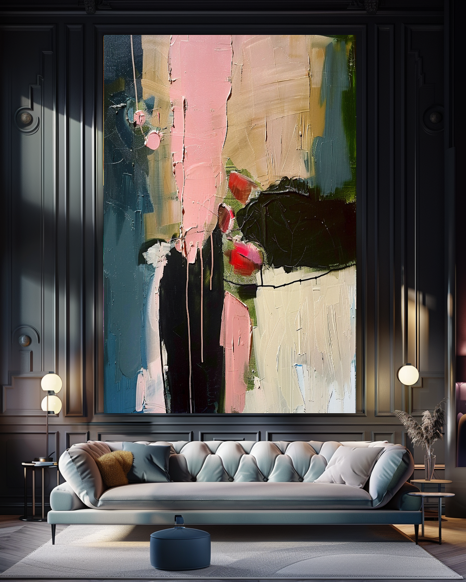 Abstract Floral Impasto Oil Painting on Canvas - Vibrant Modern Wall Art for Living room