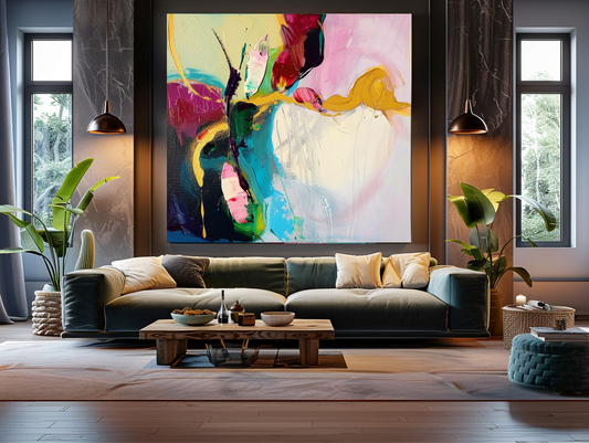 Vibrant Modern Abstract Art - Impasto Oil Painting on Canvas - Colorful Wall Art