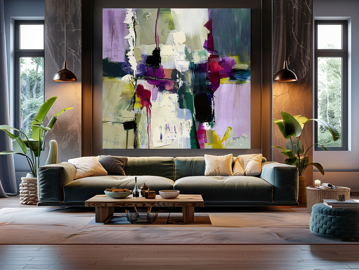 Abstract Floral Impasto Oil Painting on Canvas - Vibrant Modern Wall Art for Living room
