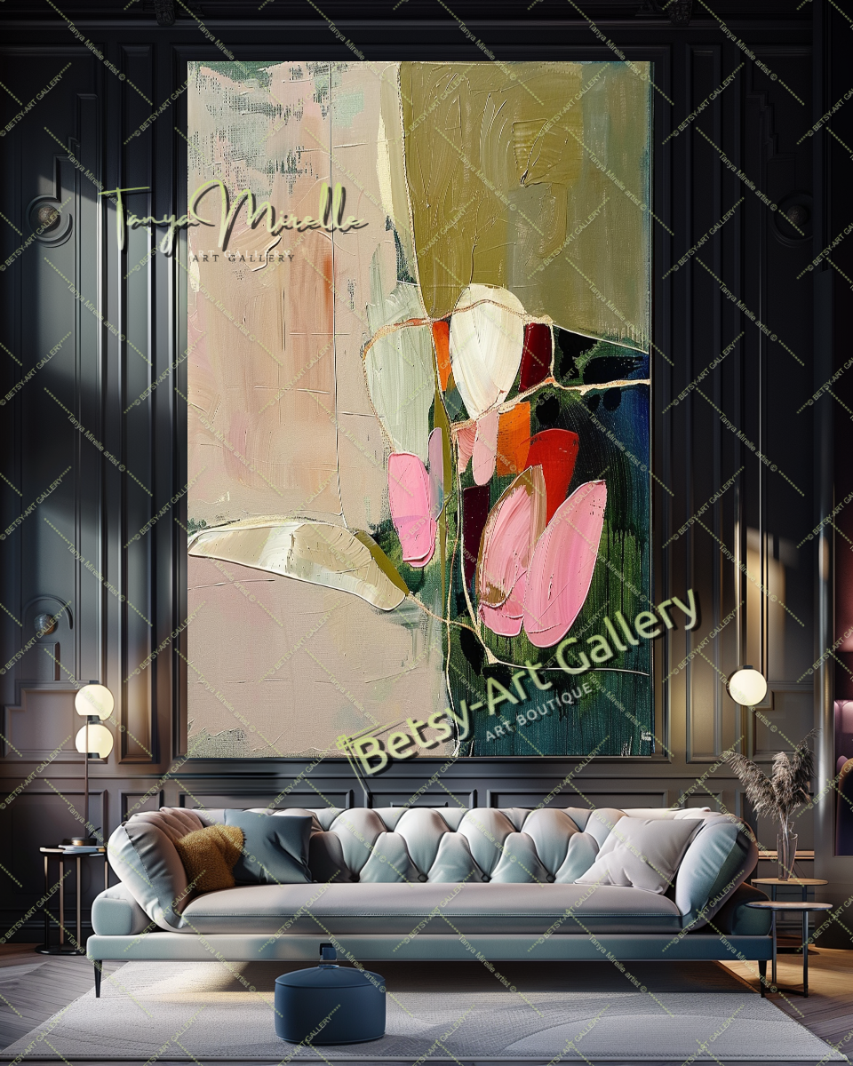Colorful Abstract Painting – Modern Floral Wall Art #155