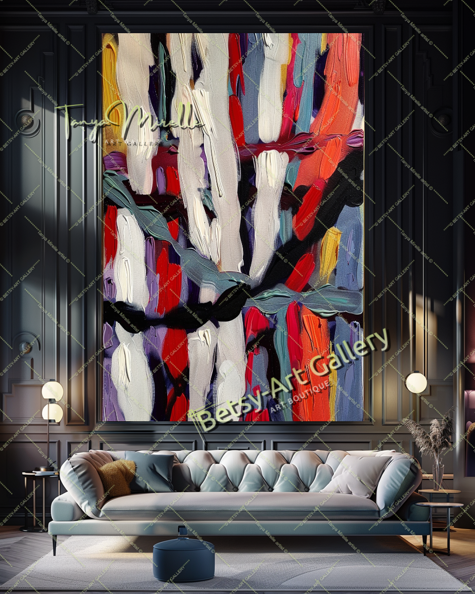 Vivid Red Purple Abstract Painting – Modern Wall Art #156