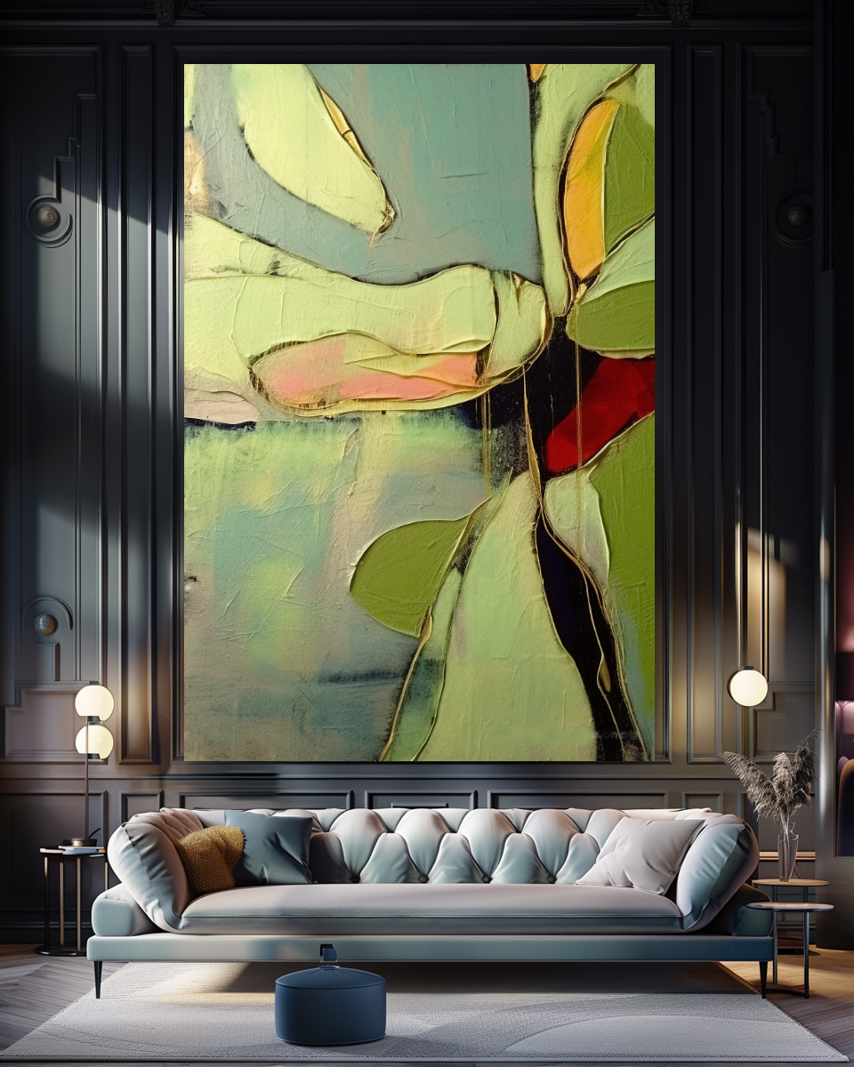 Abstract Impasto Oil Painting on Canvas - Vibrant Modern Wall Art for Living room