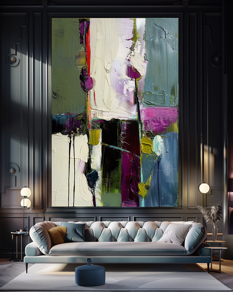 Abstract Floral Impasto Oil Painting on Canvas - Vibrant Modern Wall Art for Living room